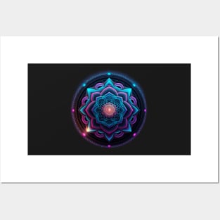 Synthwave Mandala Design Posters and Art